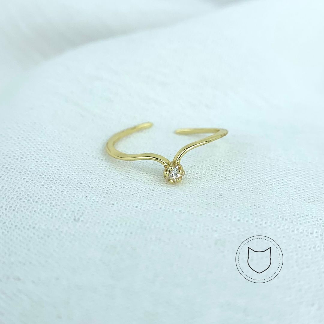 ANILLO DE BAÑO DE ORO Y CRISTAL TALLA AJUSTABLE AN3092G45