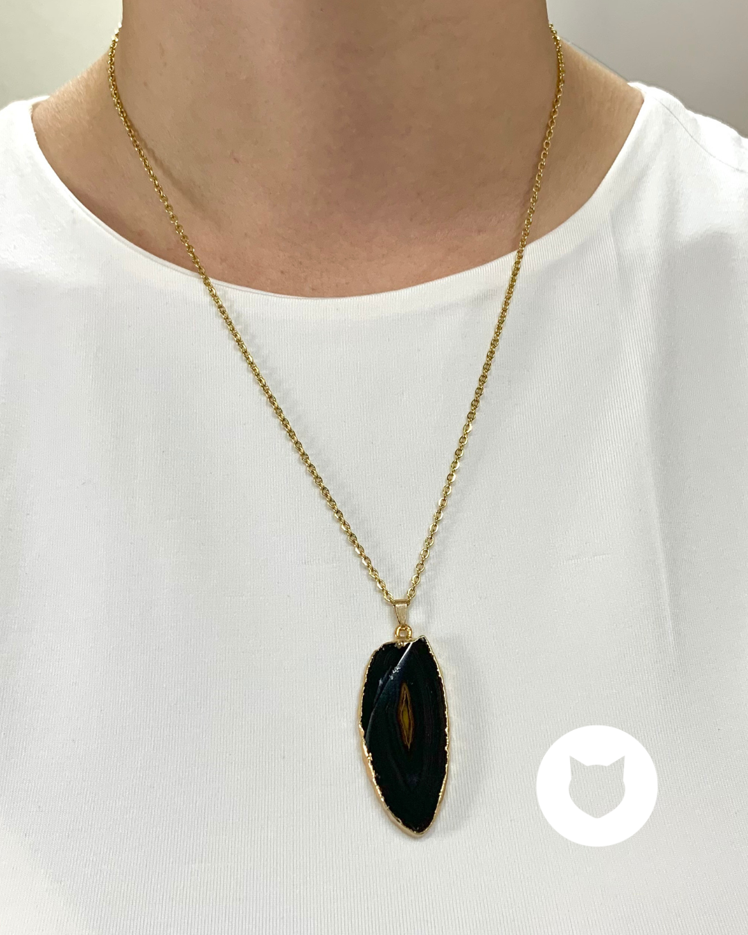 ​COLLAR DE ACERO INOXIDABLE CON ÁGATA CO1674G30