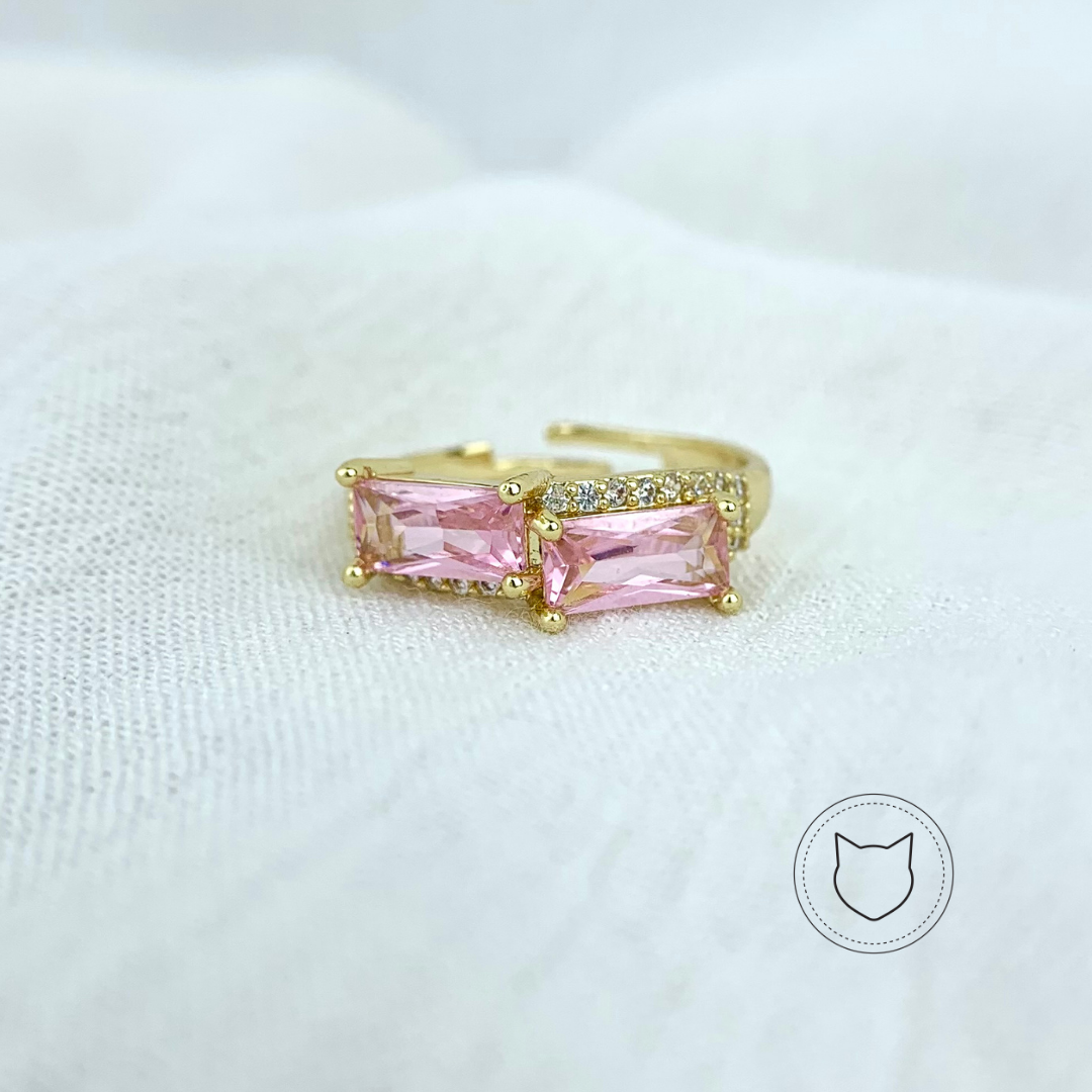 ANILLO DE BAÑO DE ORO Y CRISTALES TALLA 7 AJUSTABLE AN2942G37