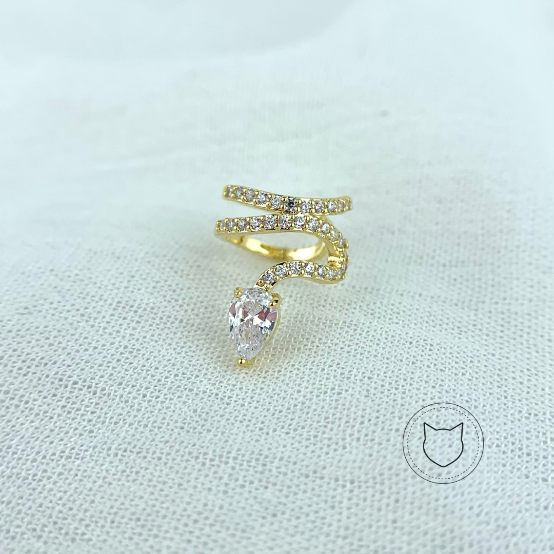 EARCUFF DE BAÑO DE ORO Y CRISTALES EA0389G30
