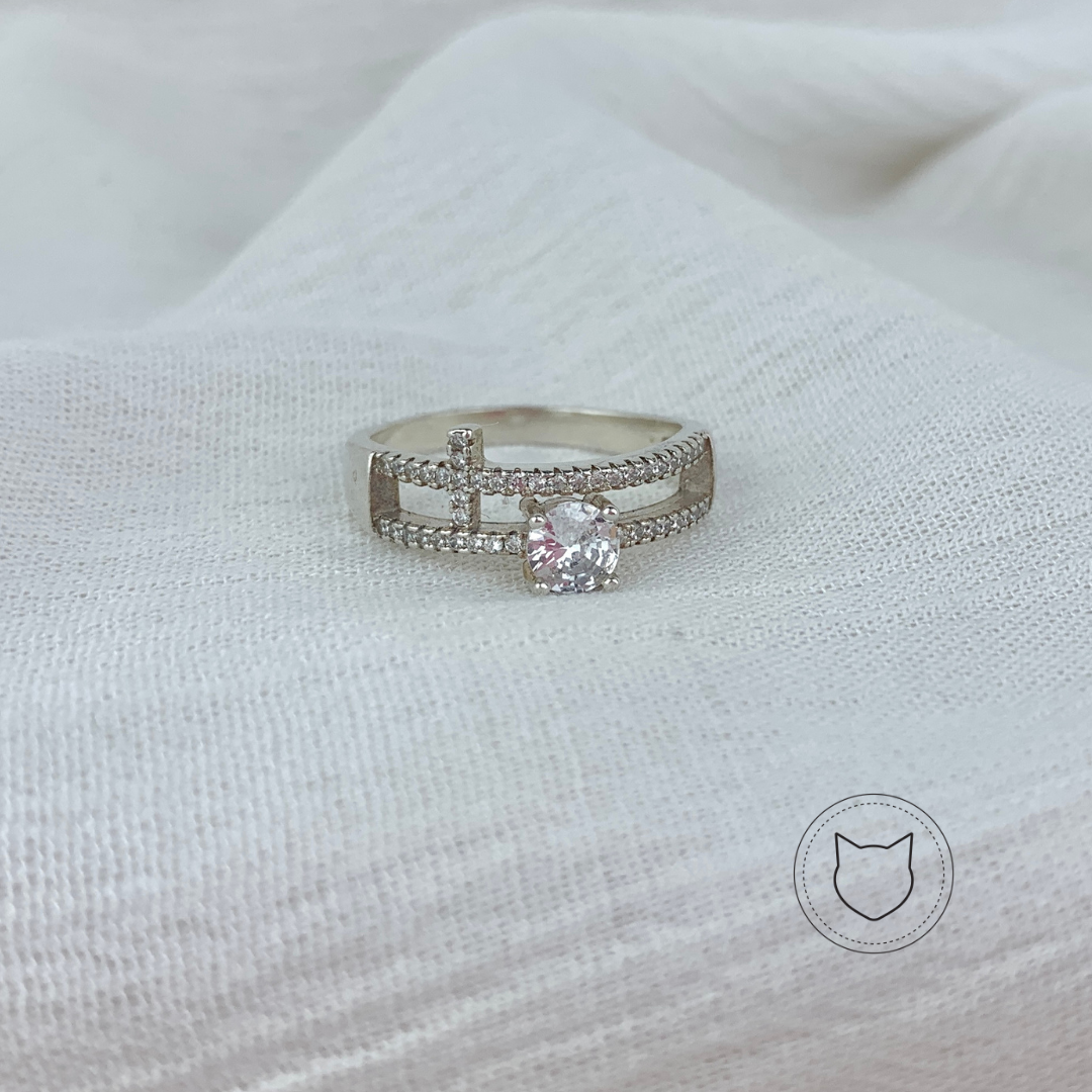 ANILLO DE PLATA 925 Y CRISTALES TALLA 8 AN1163M40