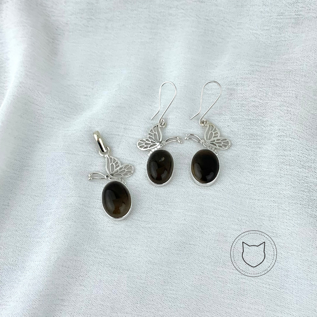 SET DE PLATA 925 Y CUARZO AHUMADO SE0976M35