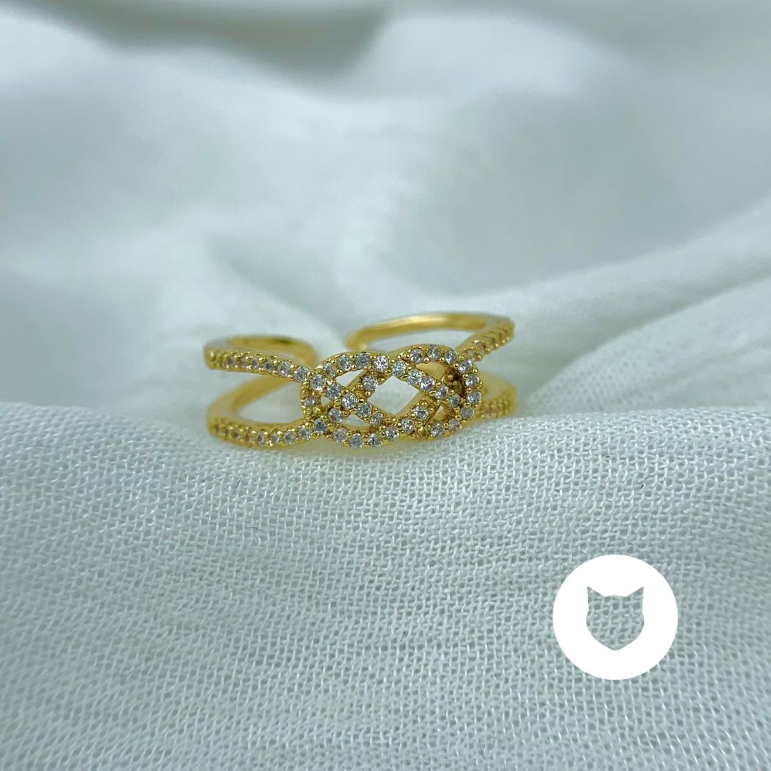ANILLO DE BAÑO DE ORO Y CRISTALES TALLA AJUSTABLE AN3303G32