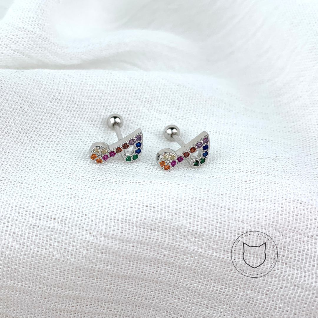 ARETES DE PLATA 925 RODINADA Y CRISTALES DE COLORES AB0002L25