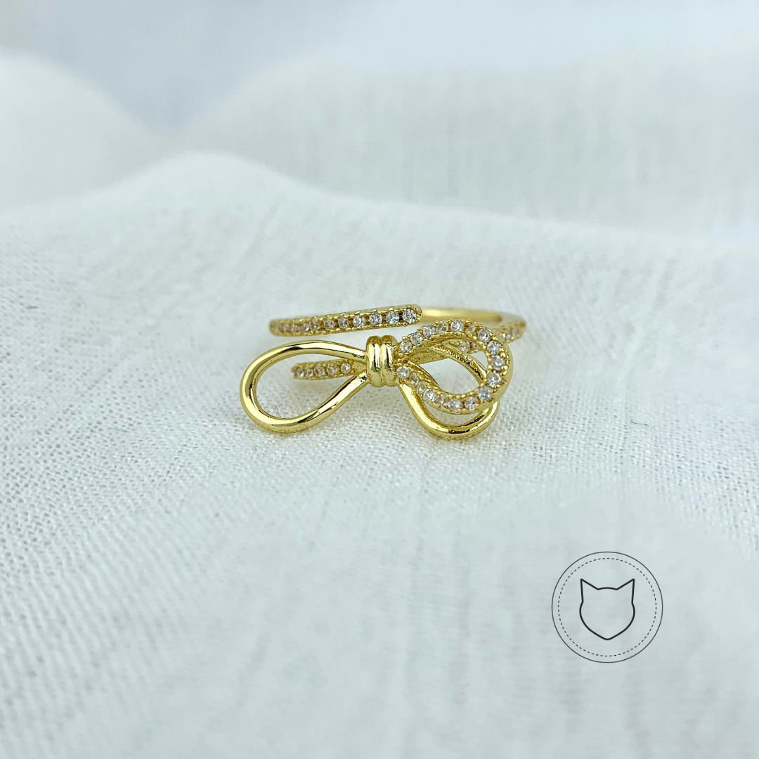 ​ANILLO DE BAÑO DE ORO Y CRISTALES LAZO TALLA AJUSTABLE AN3006G30