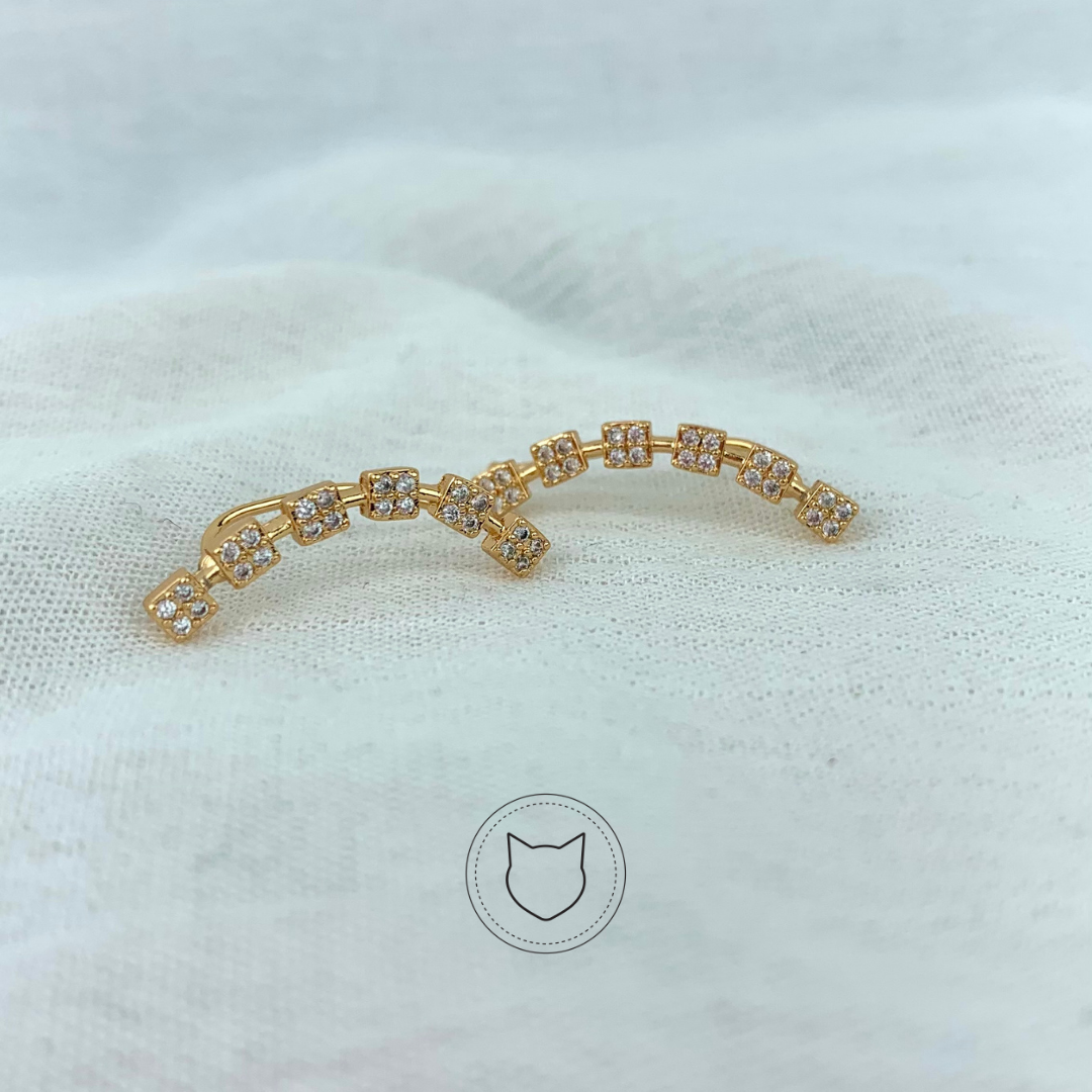 ARETES TREPADORES DE BAÑO DE ORO Y CRISTALES AR1968G36