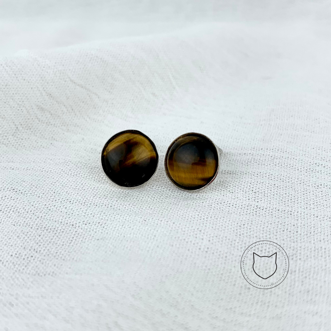 ARETES DE PLATA 925 Y OJO DE TIGRE AR0896M34