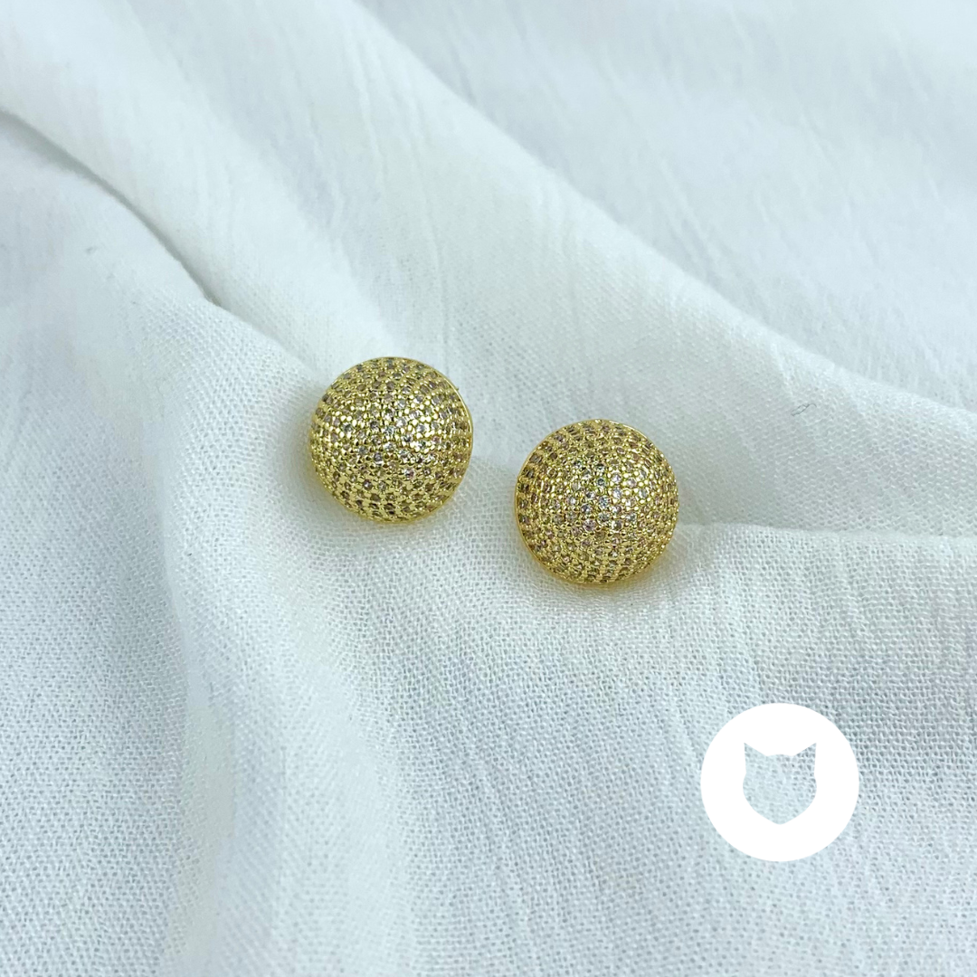 ​ARETES DE BRONCE CON BAÑO DE ORO Y CRISTALES AR2570G30