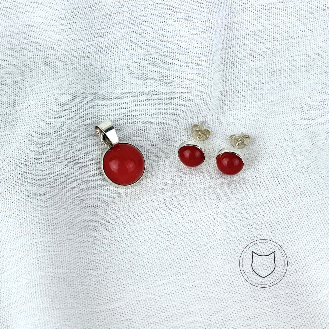 SET DE PLATA 925 Y CORAL SE0823M42