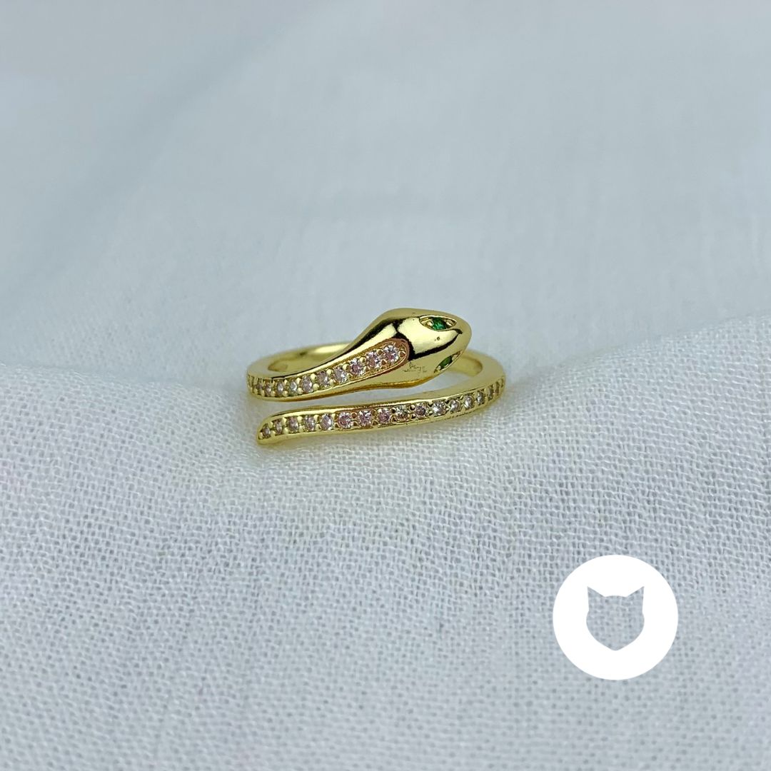 ANILLO DE BAÑO DE ORO Y CRISTALES  SERPIENTE AN3405G32