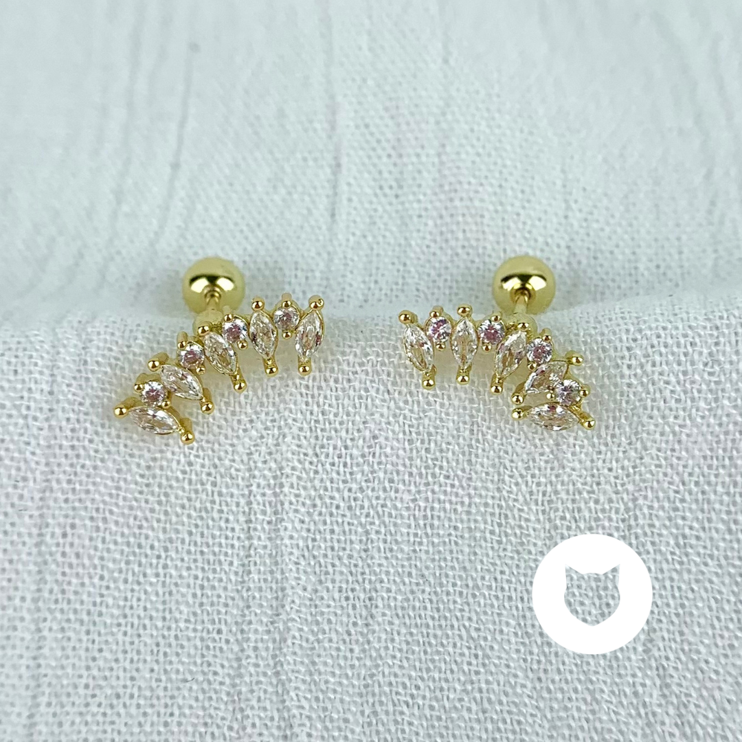ARETES DE BAÑO DE ORO Y CRISTALES AB0421G30