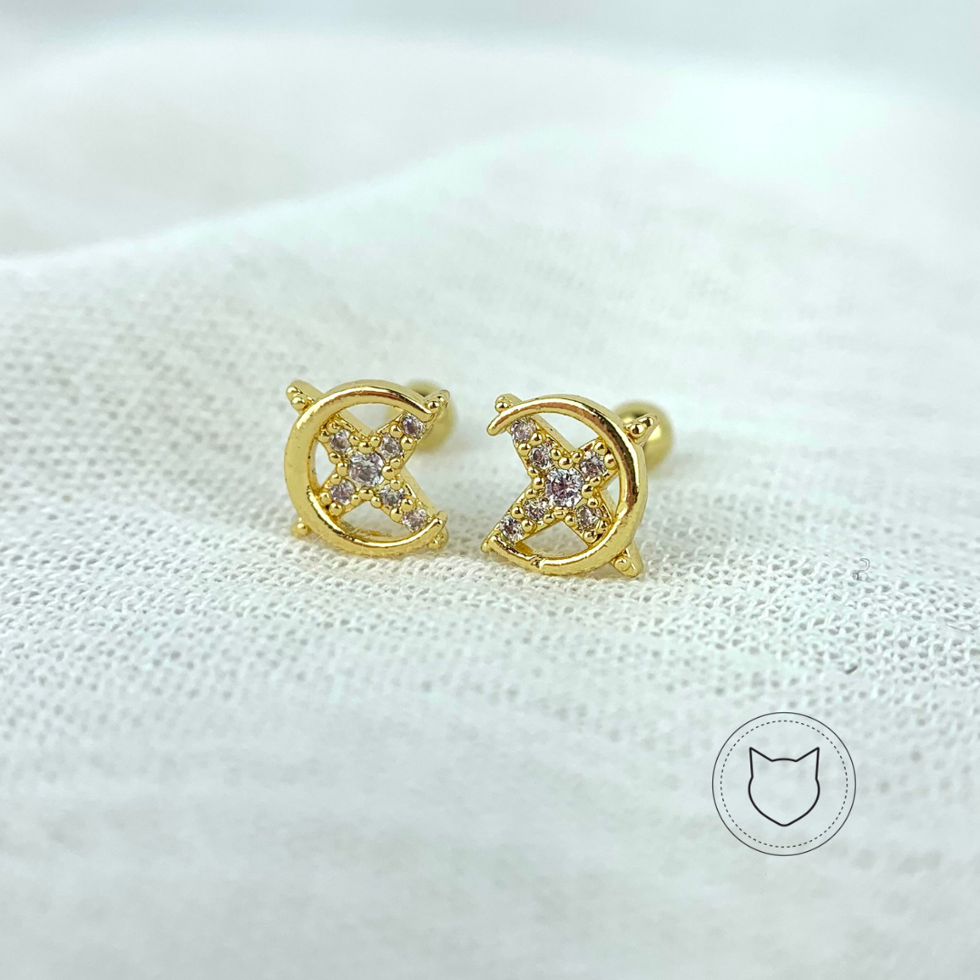 ARETES DE BAÑO DE ORO Y CRISTALES AB0254G31