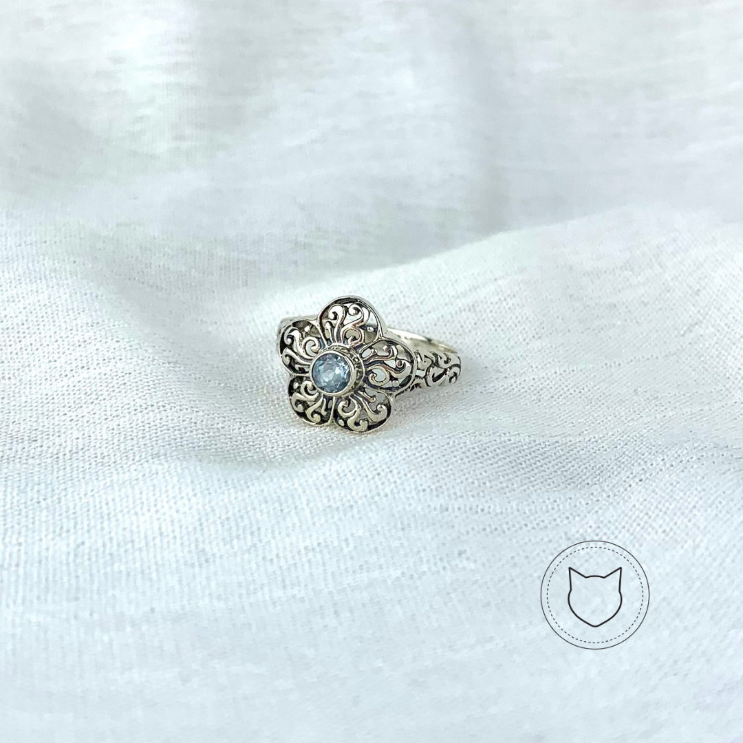 ANILLO DE PLATA 925 Y CRISTAL CELESTE TALLA 8 AN1660M29