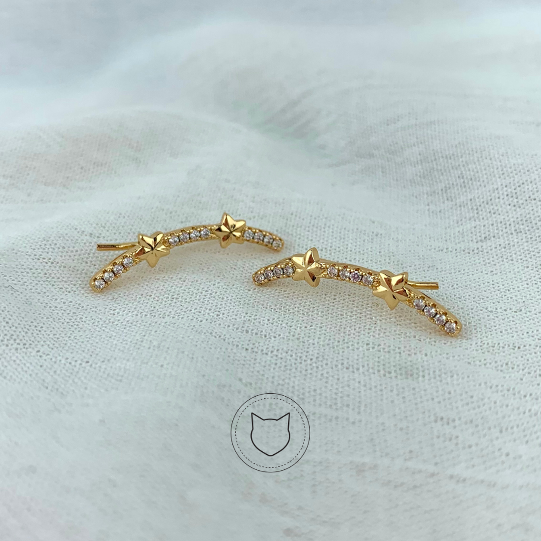 ARETES TREPADORES DE BAÑO DE ORO Y CRISTALES AR1967G36