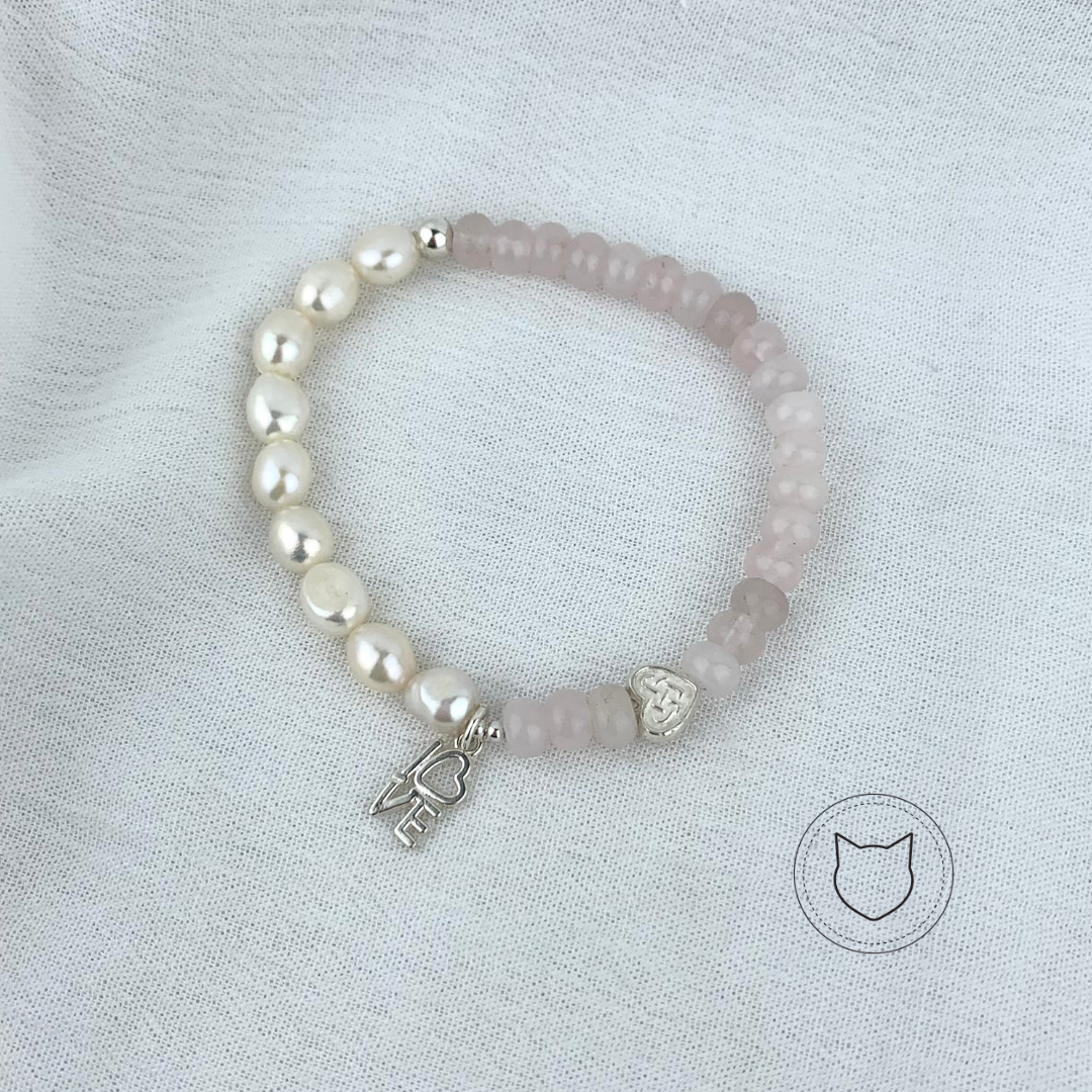 PULSERA DE PLATA 925, CUARZO ROSA Y PERLA CULTIVADA PU1367F40