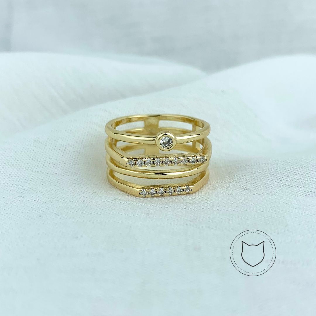 ANILLO DE BAÑO DE ORO Y CRISTALES TALLA 9 AN3149G37