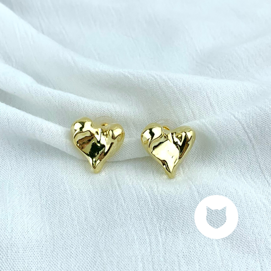 ​ARETES DE BRONCE CON BAÑO DE ORO CORAZÓN AR2567G32