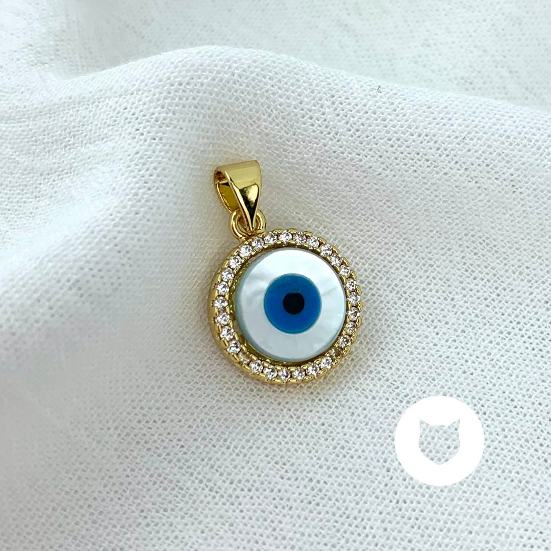 DIJE DE BAÑO DE ORO Y CRISTALES OJO TURCO DI0718G30