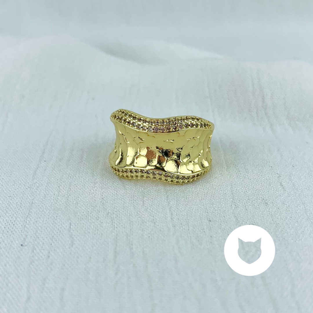 ANILLO DE ACERO INOXIDABLE Y CRISTALES AN3435G34