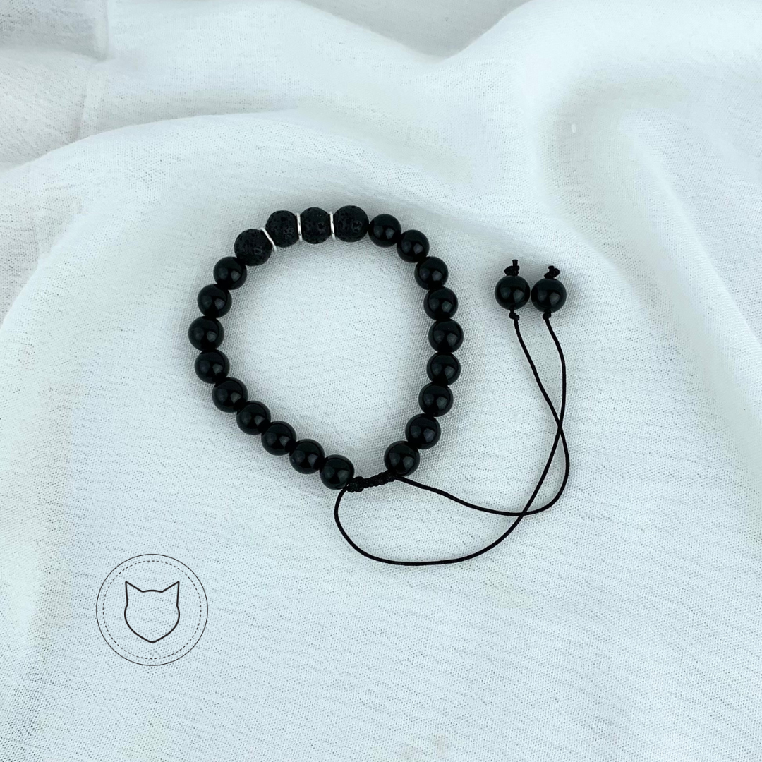 PULSERA DE PLATA 925, ÓNIX Y PIEDRA VOLCÁNICA PU1544F48