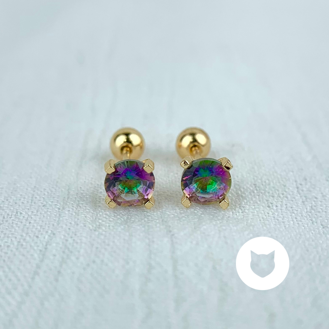 ARETES DE BAÑO DE ORO Y CRISTAL AB0437G30