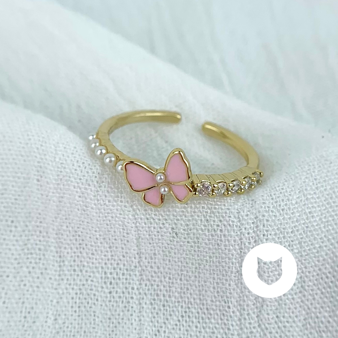 ANILLO DE BAÑO DE ORO Y CRISTALES MARIPOSA AN3462G43