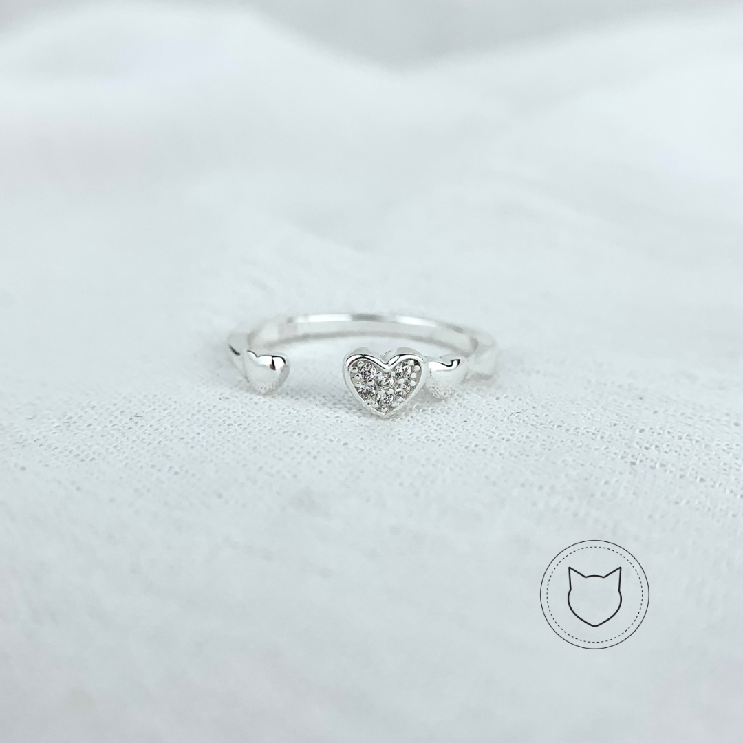 ANILLO DE PLATA 925 Y CRISTALES CORAZONES AN3163L24