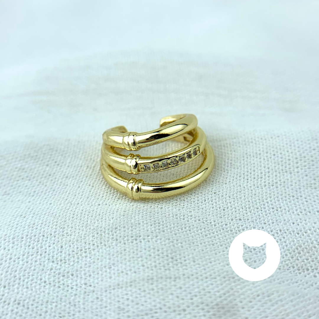 EARCUFF DE BAÑO DE ORO Y CRISTALES EA0588G30