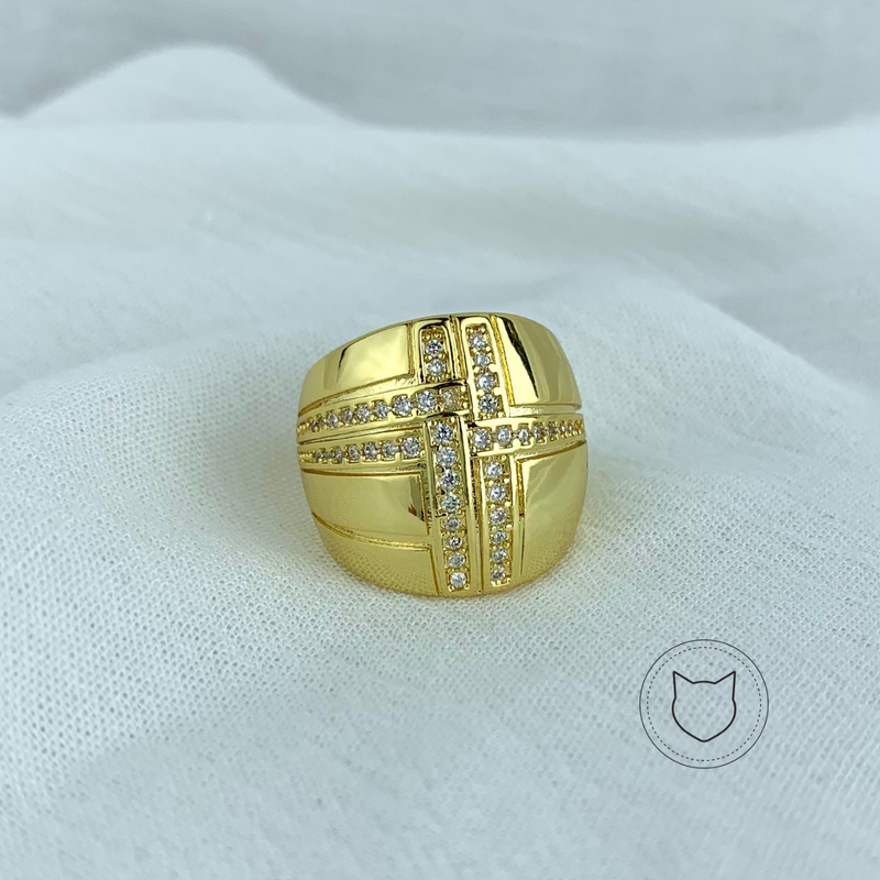 ANILLO DE BAÑO DE ORO Y CRISTALES TALLA AJUSTABLE AN3055G36
