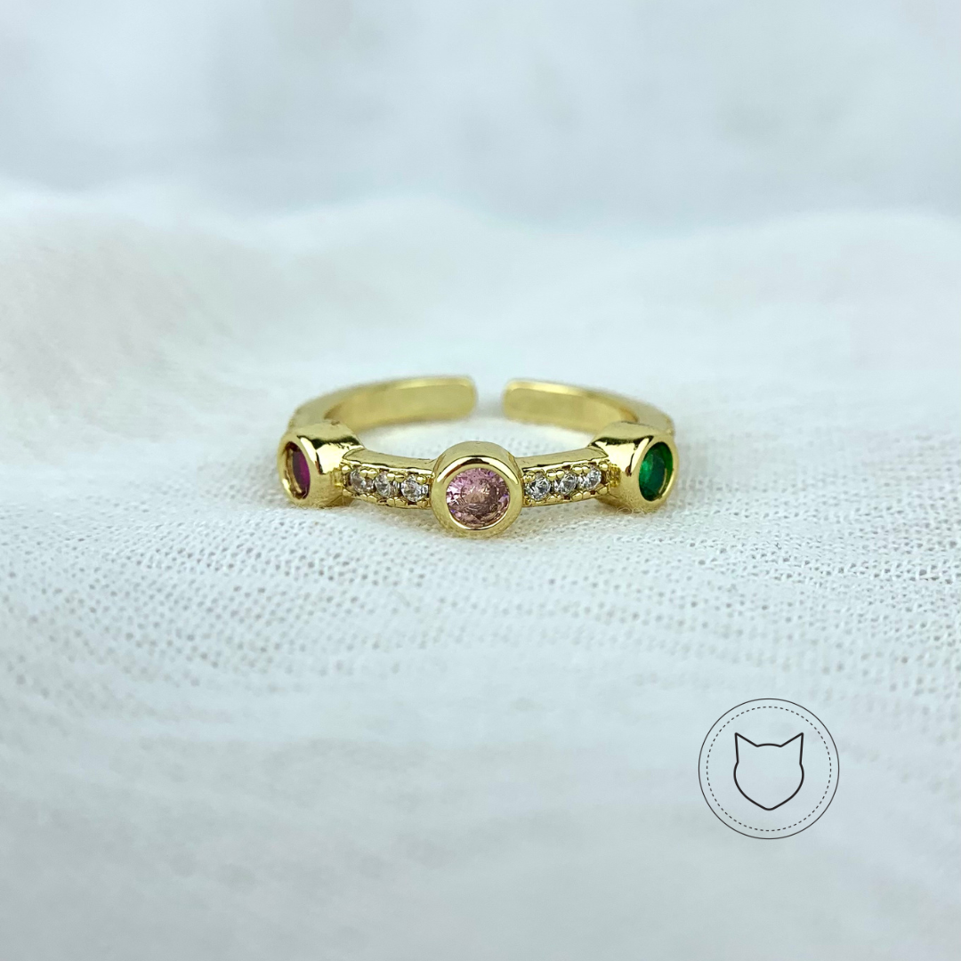 ANILLO DE BAÑO DE ORO Y CRISTALES TALLA 7.5 AN2564G30