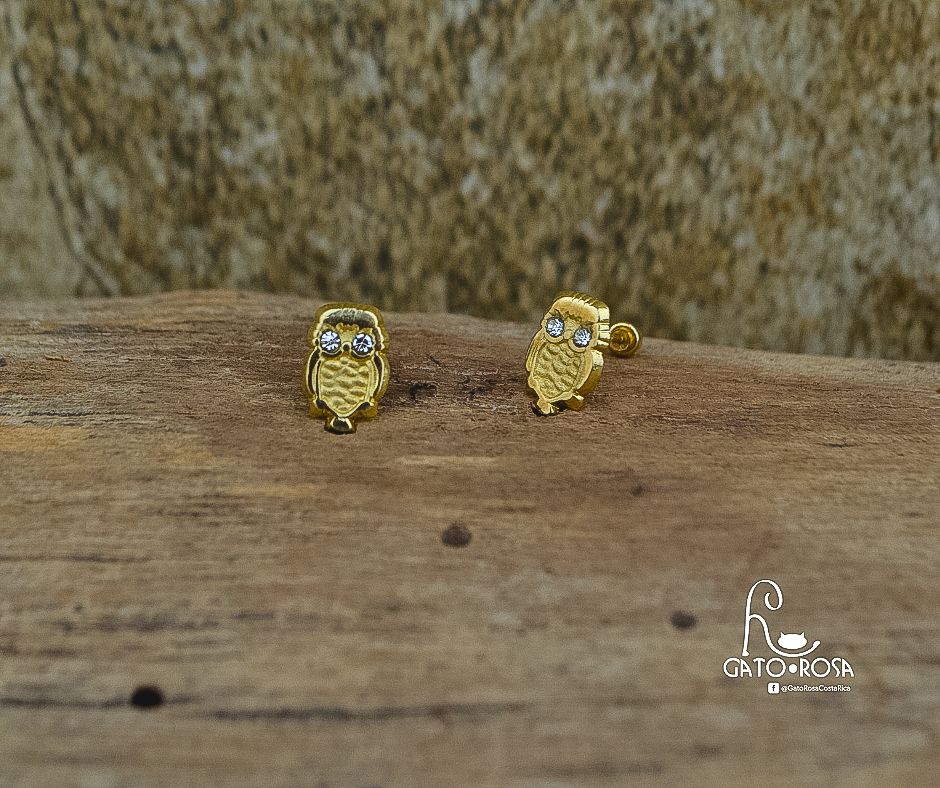 ARETES BUHÓ DE ORO DE 10 KILATES AR0344M