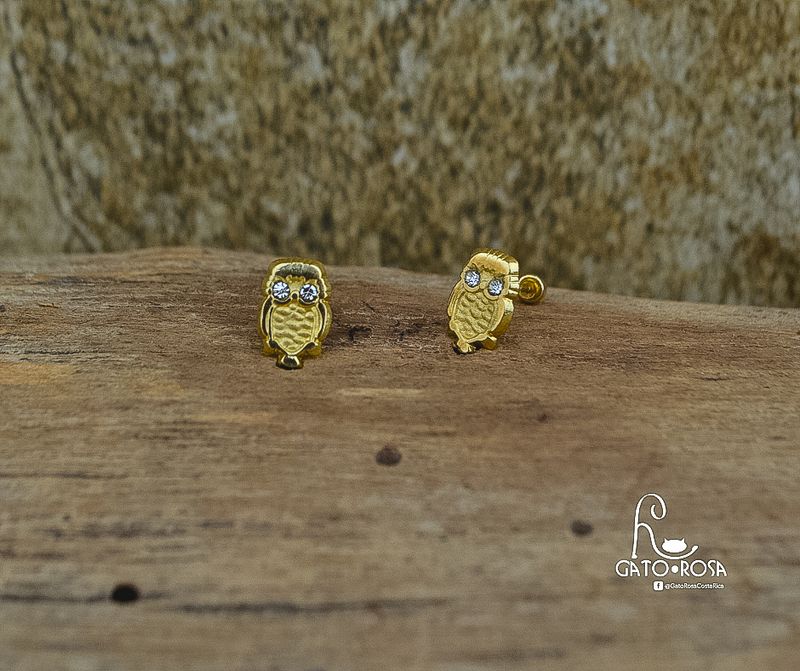 ARETES BUHÓ DE ORO DE 10 KILATES AR0344M