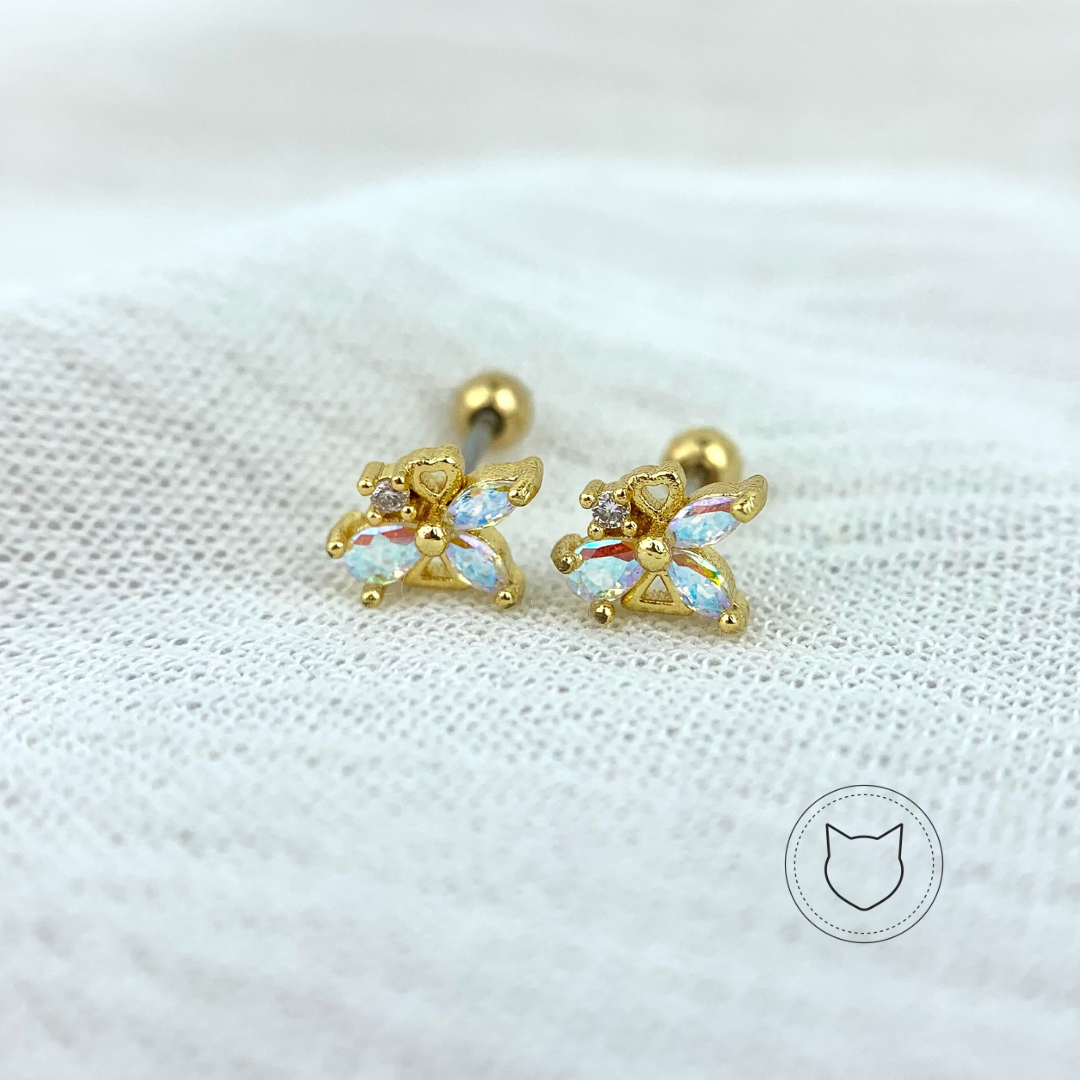 ARETES DE BAÑO DE ORO Y CRISTALES AB0307G31