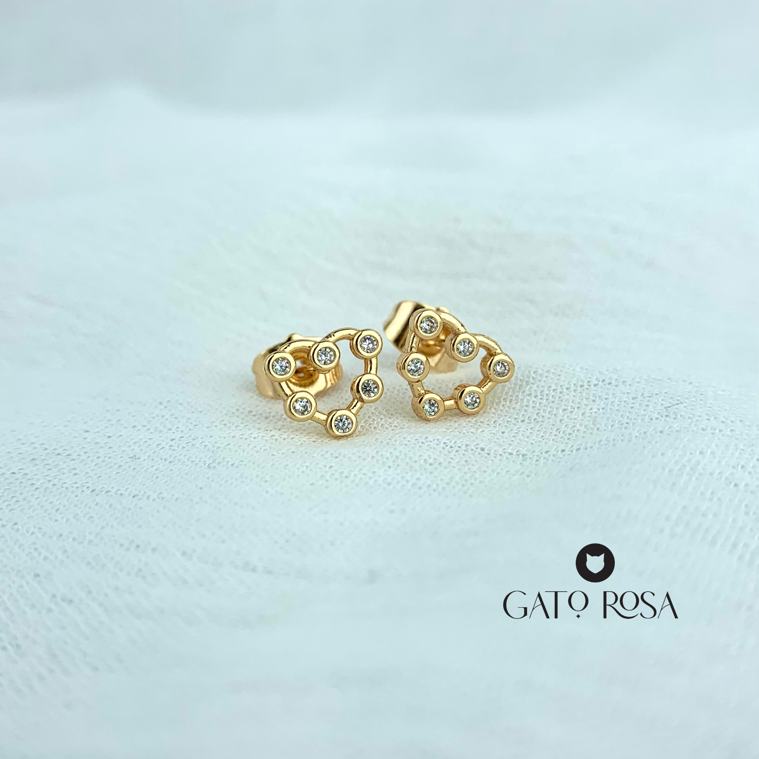 ARETES COVERGOLD CORAZÓN Y CRISTALES AR2416G35