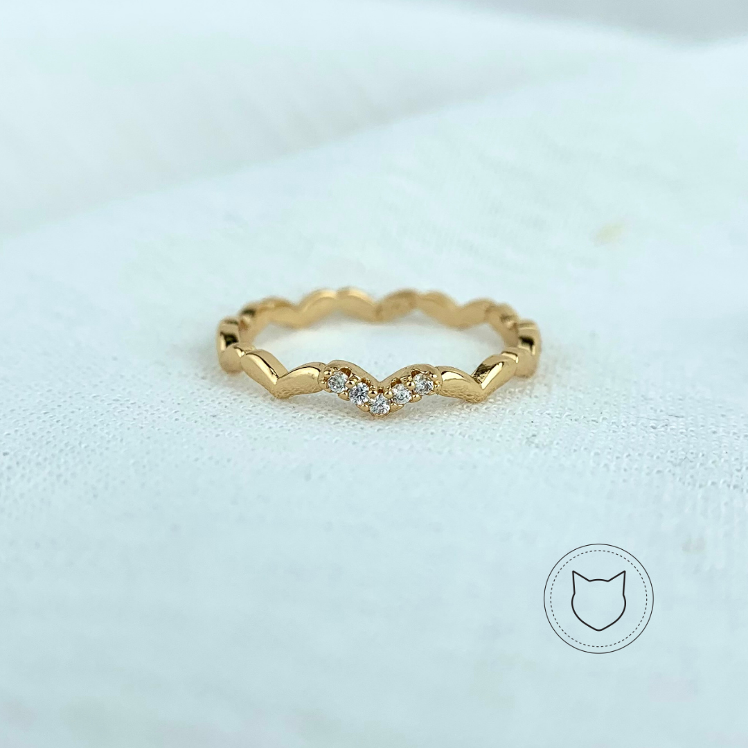 ANILLO DE BAÑO DE ORO Y CRISTALES TALLA 8 AN3139G32