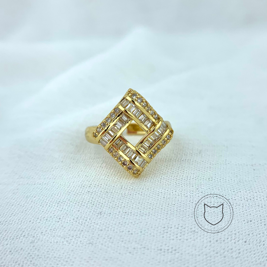 ANILLO DE BAÑO DE ORO Y CRISTALES TALLA 7 AN2738G42