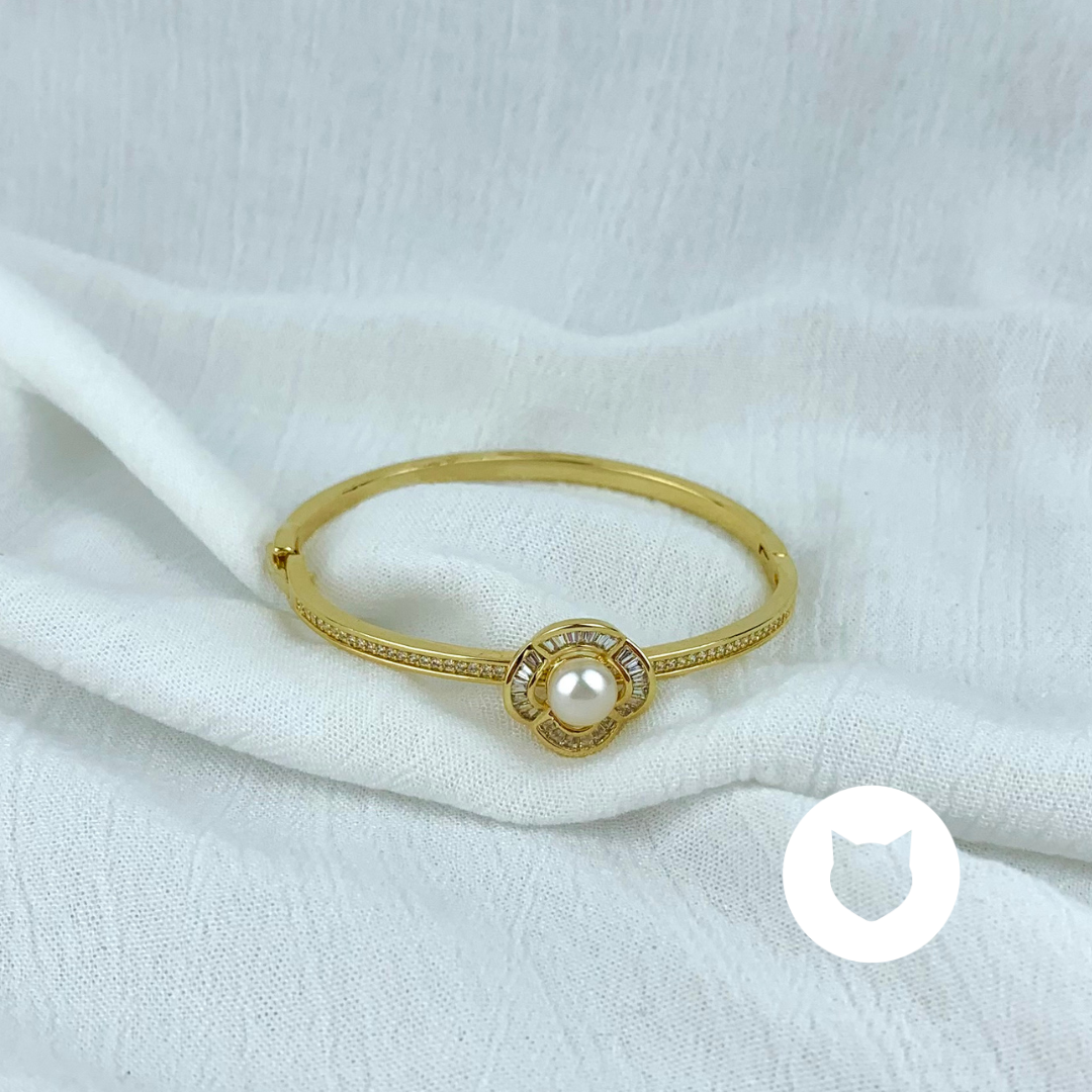 BRAZALETE DE BAÑO DE ORO Y CRISTALES PU1635G28