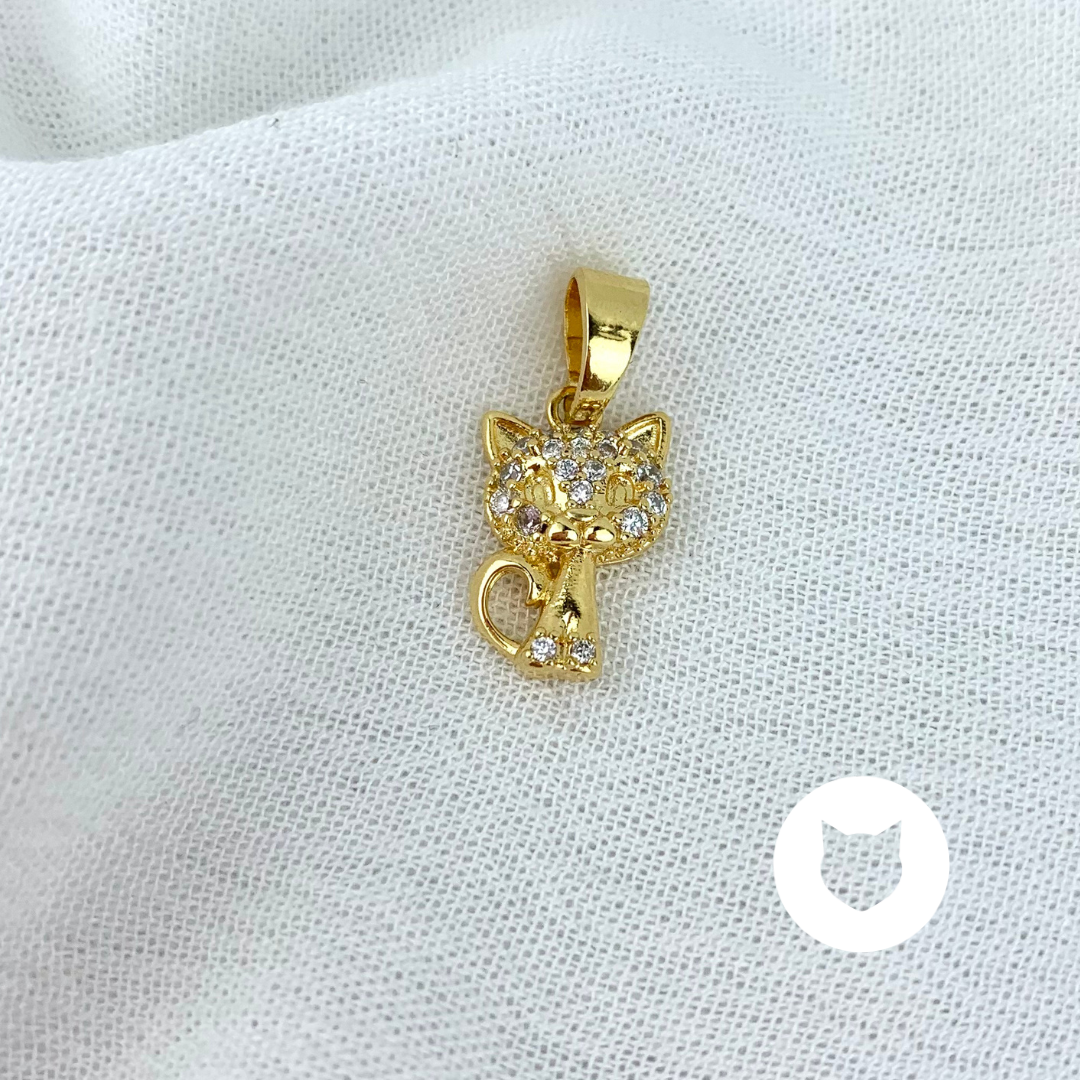 DIJE DE BAÑO DE ORO Y CRISTALES GATO DI0727G30