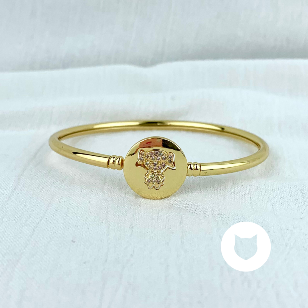 BRAZALETE DE BRONCE CON BAÑO DE ORO Y CRISTALES NIÑA PU1707G32