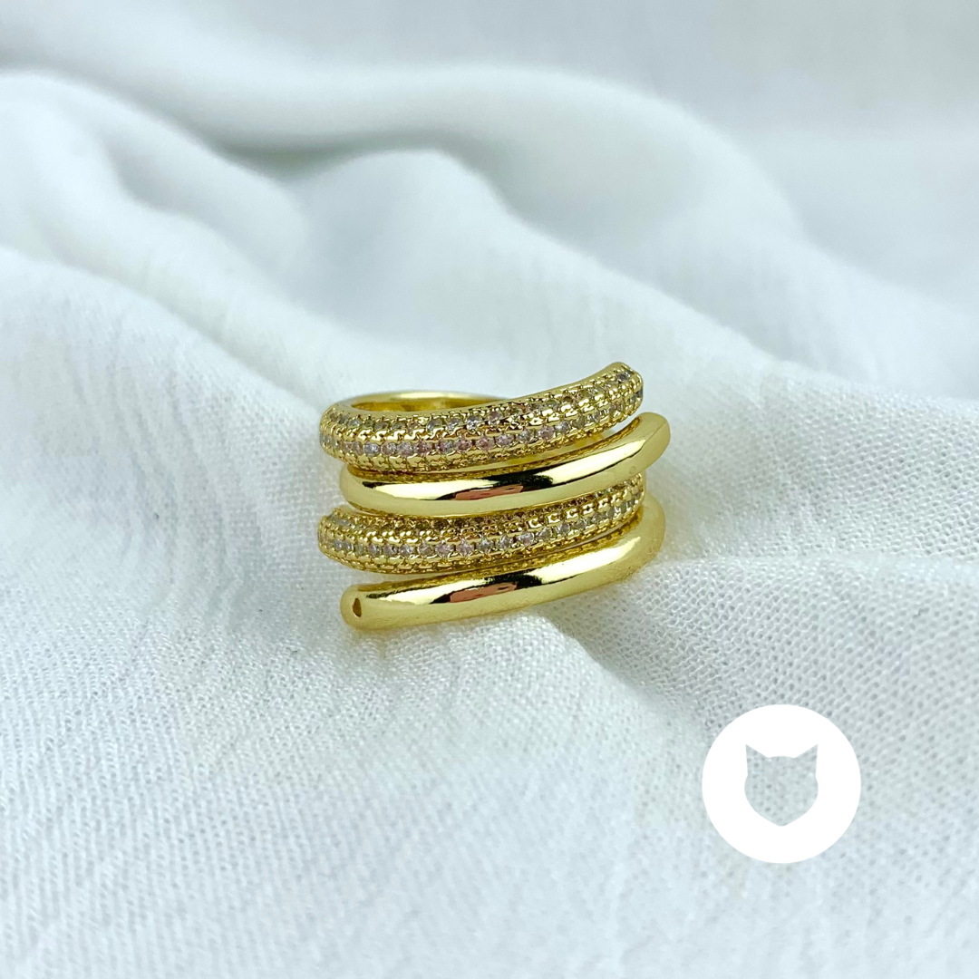 ANILLO DE BAÑO DE ORO Y CRISTALES TALLA 6 AN3420G36
