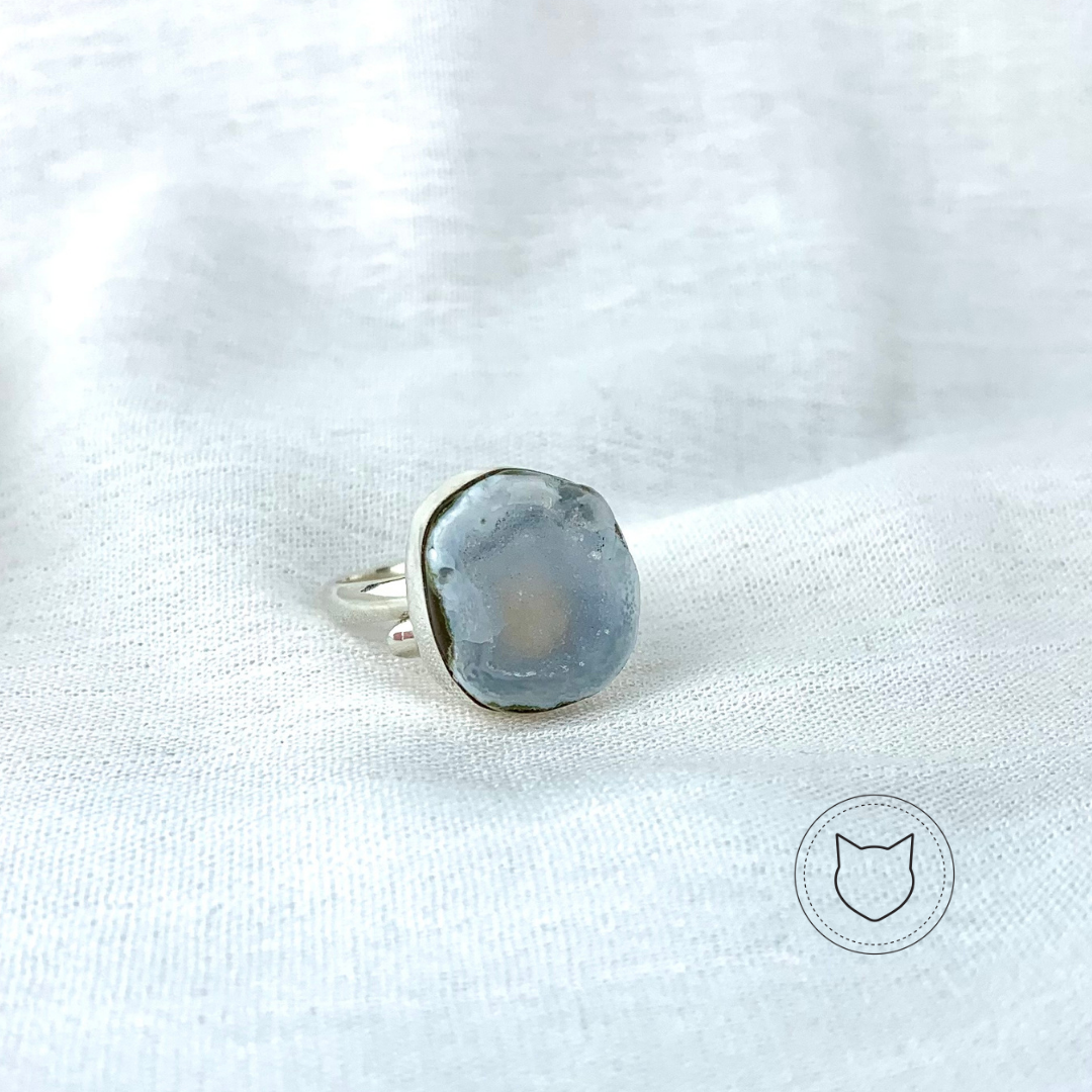 ANILLO DE PLATA 925 Y GEODA TALLA AJUSTABLE AN1077M39