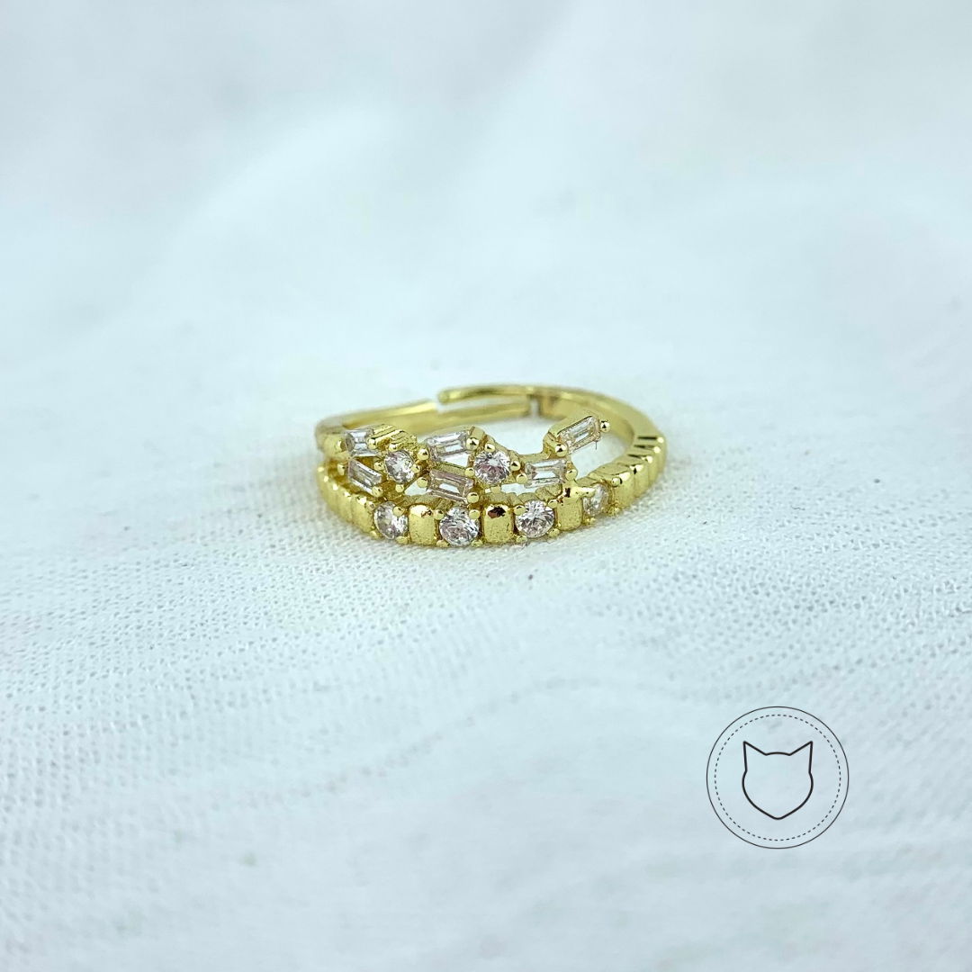 ANILLO DE BAÑO DE ORO Y CRISTALES TALLA 8 AN2750G42
