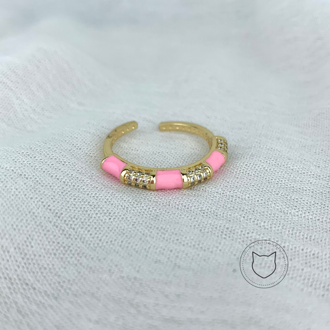 ANILLO DE BAÑO DE ORO Y CRISTALES TALLA 8 AN2636G32