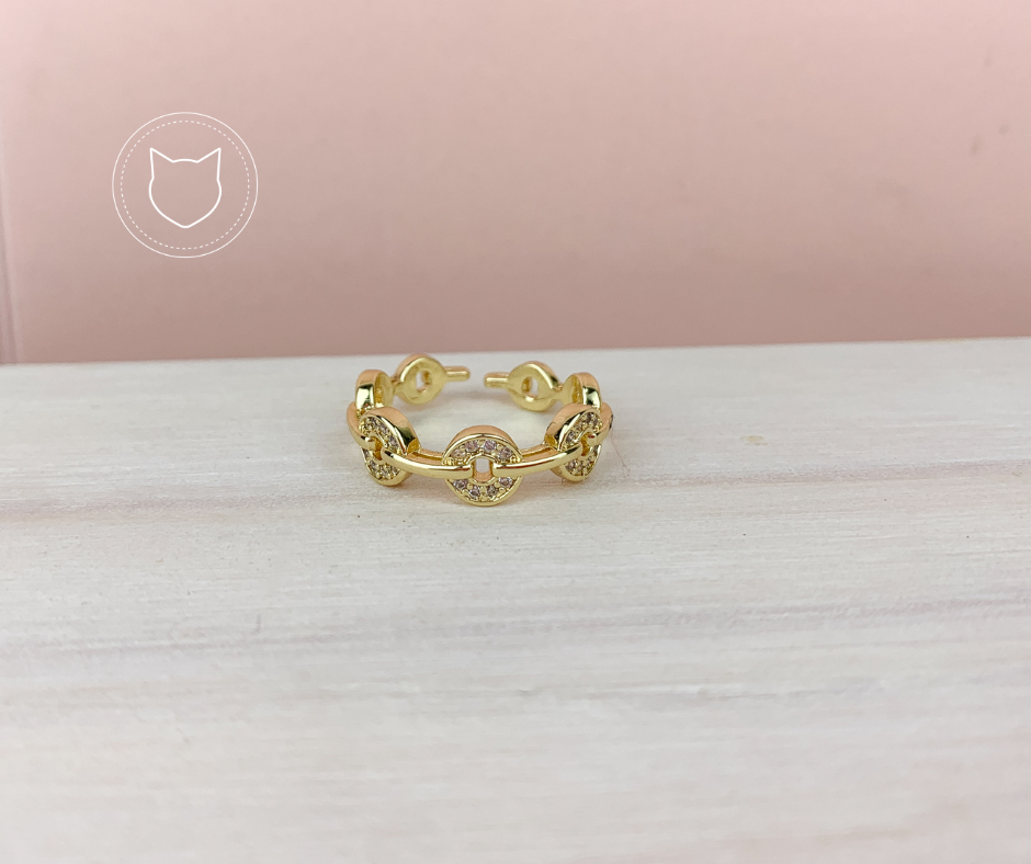 ANILLO DE BAÑO DE ORO Y CRISTALES TALLA 7 AN1829G30