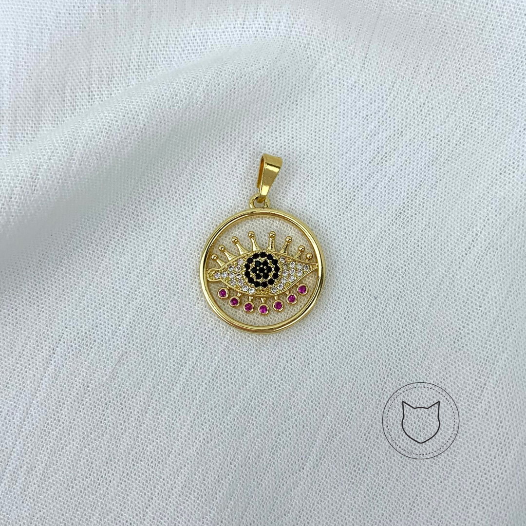 DIJE DE BAÑO DE ORO Y CRISTALES OJO TURCO DI0636G30