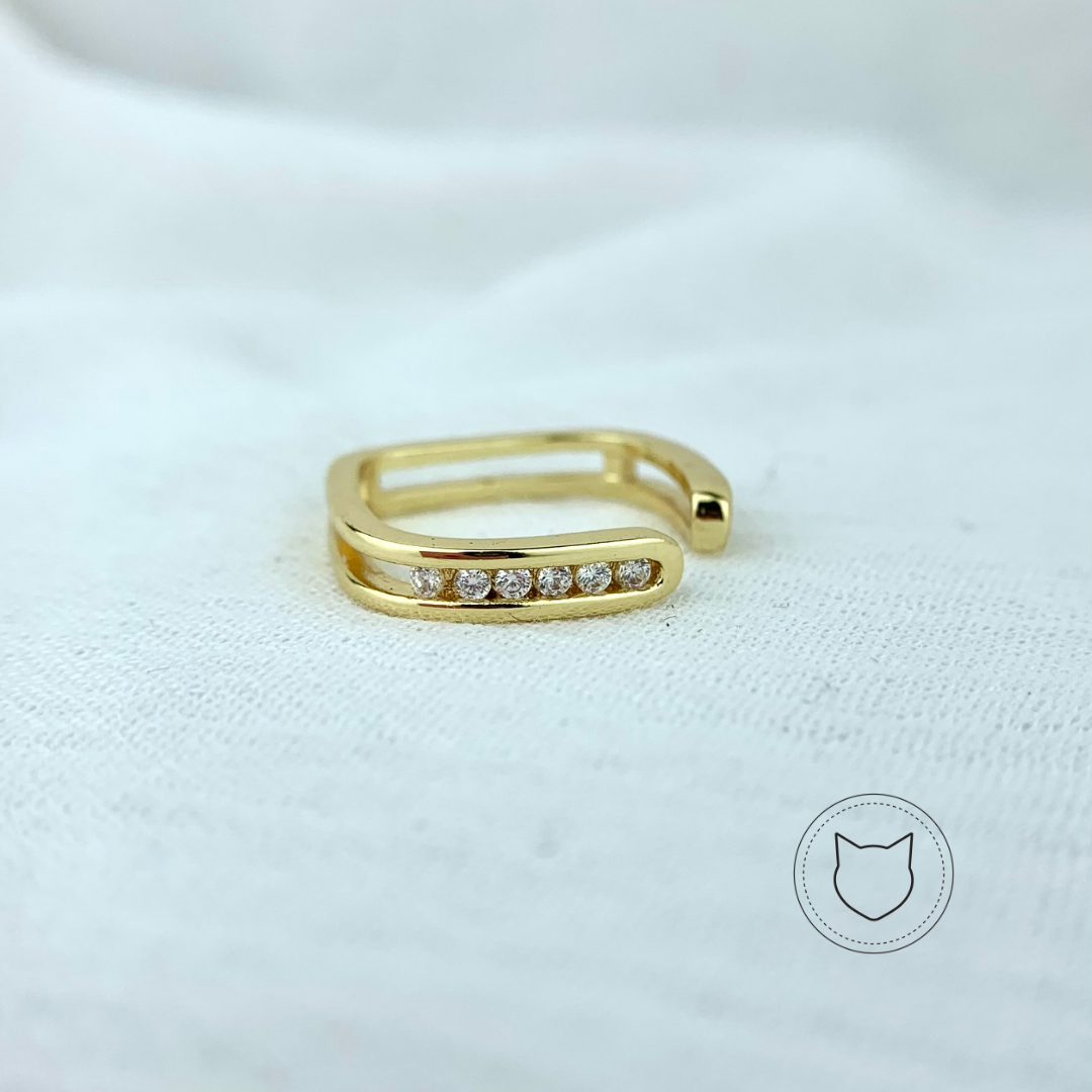 ANILLO DE BAÑO DE ORO Y CRISTALES TALLA 7 AN2691G32