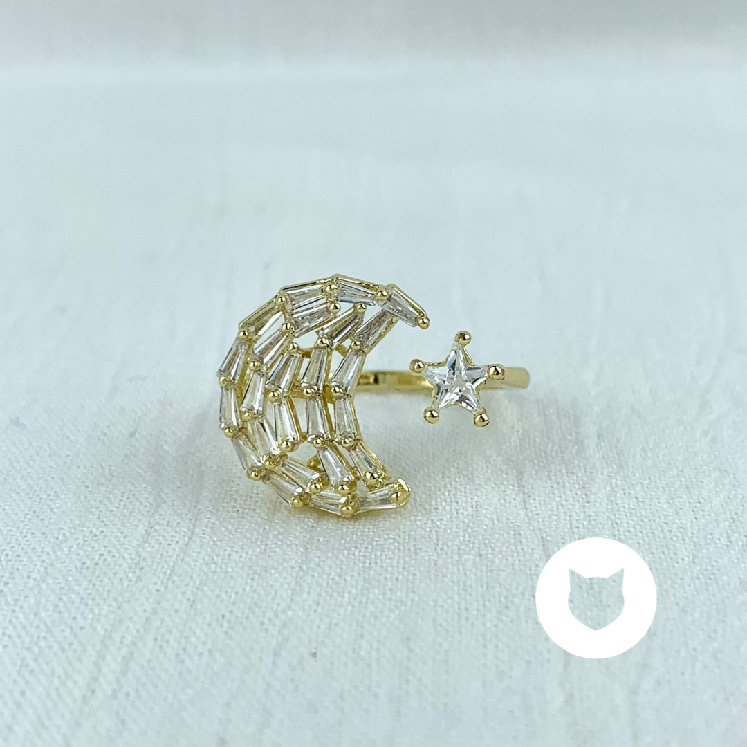 ANILLO DE BAÑO DE ORO Y CRISTALES LUNA AN3470G34
