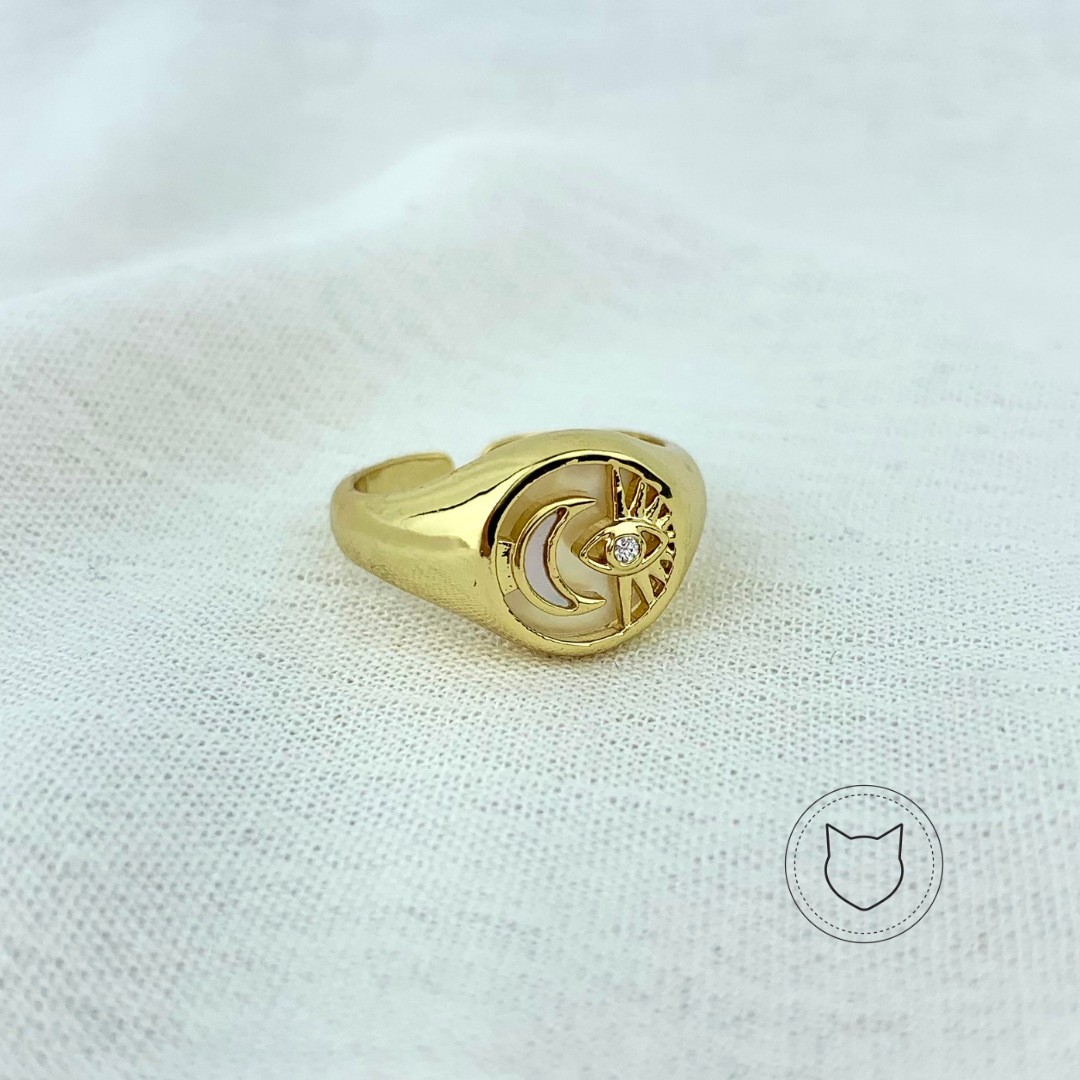 ANILLO DE BAÑO DE ORO Y CRISTAL TALLA 7 AN2537G42