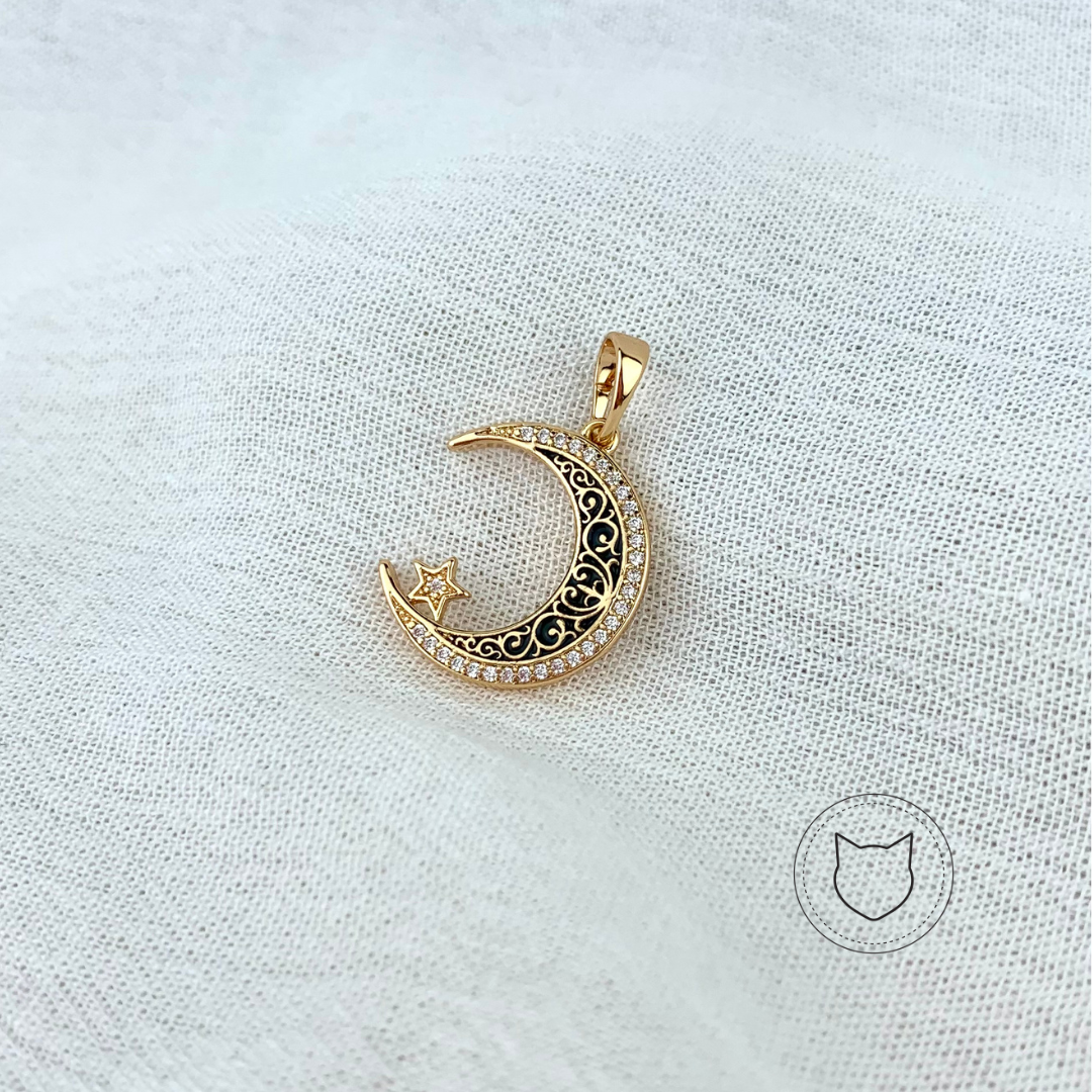 ​DIJE DE BAÑO DE ORO Y CRISTALES LUNA DI0538G36