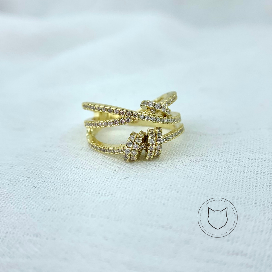 ANILLO DE BAÑO DE ORO Y CRISTALES TALLA 6 AN2709G31